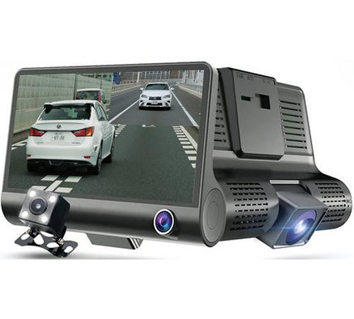新型3画面同時記録ドライブレコーダー(駐車監視モード付) 4インチ 煽り運転 あおり 防犯 エンジン連動 自動ロック 夜間 音声録音(代引不_2