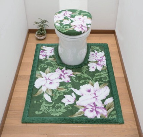 日本製 トイレマット 80×145cm 抗菌 消臭加工 カトレア柄 防臭 撥水 はっ水 裏面 滑りにくい(代引不可)【送料無料】_1