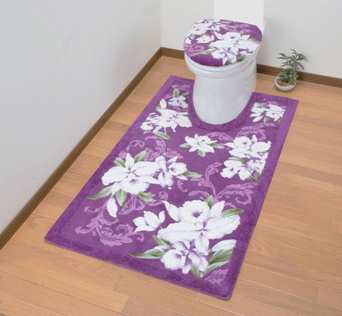 日本製 トイレマット 80×145cm 抗菌 消臭加工 カトレア柄 防臭 撥水 はっ水 裏面 滑りにくい(代引不可)【送料無料】_2