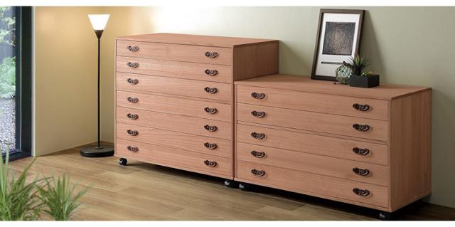 日本製 柿渋染め総桐チェスト7段 タンス 箪笥 キャスター付き 桐材 手塗り 経年変化 高級感(代引不可)【送料無料】の通販は