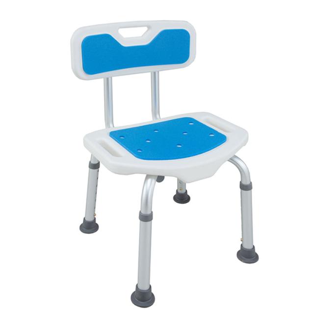 アルミ製シャワーベンチ ブルー 背もたれ付き 入浴用 お風呂 椅子 イス チェア ステップ お年寄り 介護(代引不可)【送料無料】の通販は 7,980円