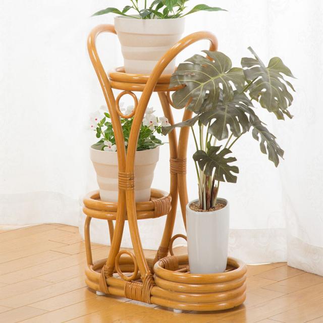 おしゃれ★花台／籐 家具、観葉植物、飾り台 フラワースタンド(ラタン家具) おしゃれ植物 ラック 花台 プランター