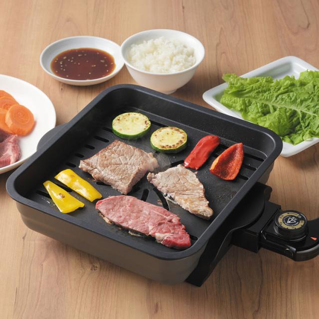 グリルプレート 煙出にくい ホットプレート 焼き器 コンパクト お手入れ簡単 食卓 グリルパン 焼肉 焼魚 ホームパーティー 煙をおさえたコンパクトプレート(代引不可)【送料無料】