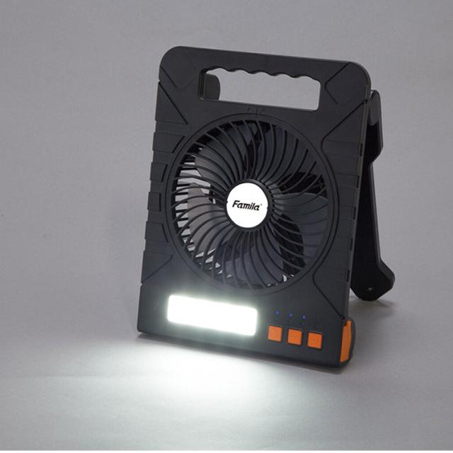 ファミラ 充電式ソーラーパワフルファン 扇風機 ソーラーパネル搭載 送風機 LEDライト モバイルバッテリー機能 軽量 コンパクト アウトドア 非常時(代引不可)【送料無料】_1