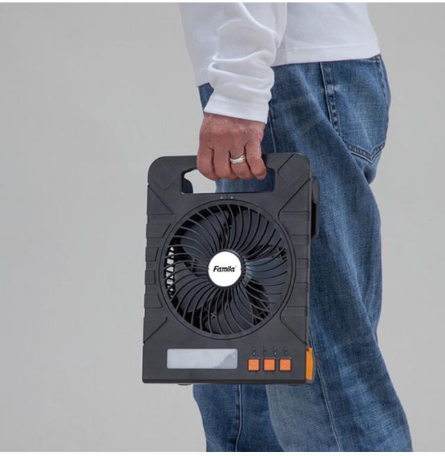 ファミラ 充電式ソーラーパワフルファン 扇風機 ソーラーパネル搭載 送風機 LEDライト モバイルバッテリー機能 軽量 コンパクト アウトドア 非常時(代引不可)【送料無料】_3