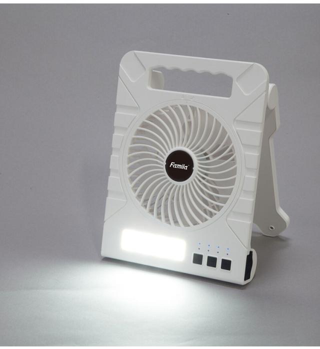 ファミラ 充電式ソーラーパワフルファン 扇風機 ソーラーパネル搭載 送風機 LEDライト モバイルバッテリー機能 軽量 コンパクト アウトドア 非常時(代引不可)【送料無料】_5