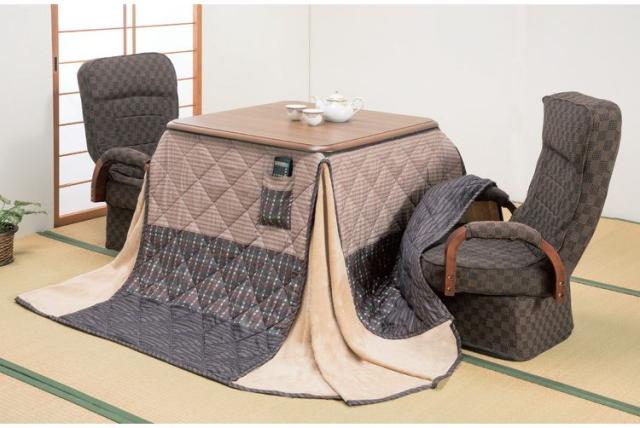 ハイタイプこたつ4点セット こたつテーブル 掛布団 高座椅子2脚 こたつ 正方形 75×75 ダイニング 高さ6段階 コンパクト ダイニングテーブル リビング 和室(代引不可)【送料無料】_1