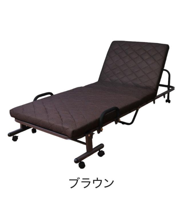 リクライニング ベッド シングル S 高反発 手すり キャスター付き メッシュ 収納式 高反発ウレタン ベッドフレーム マットレス(代引不可)【送料無料】_7