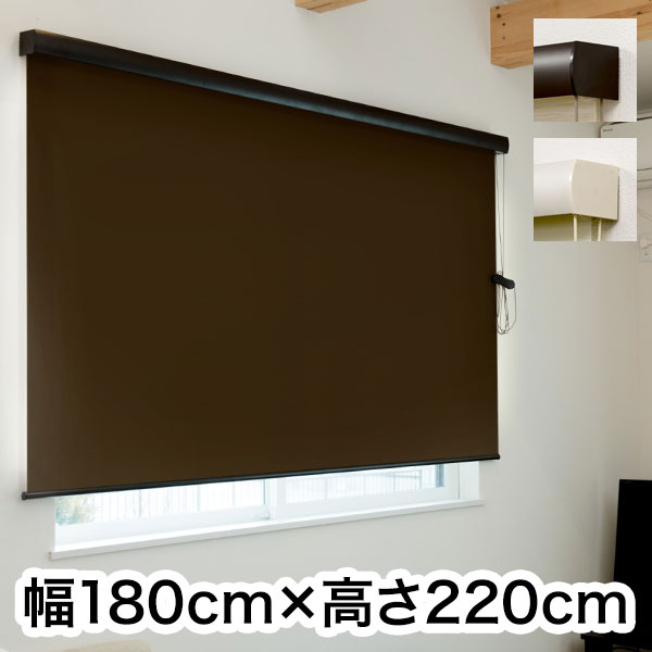 ロールスクリーン カバー付き 遮光 幅180cm×高さ220cm シンプル おしゃれ 北欧 オフィス マンション 間仕切り ロールカーテン(代引不可)【送料無料】