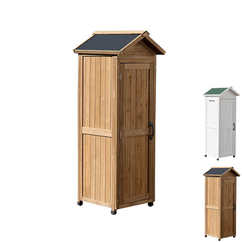 三角屋根スリム収納庫 ライトブラウン 木製収納庫 収納庫 倉庫 木製 おしゃれ カントリー風(代引不可)【送料無料】の通販は