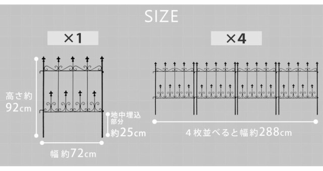 オールドシャトーフェンス ミニタイプ 4枚組 フェンス 低い 細め