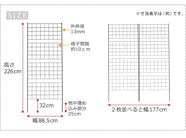 アイアンフェンス 高さ226 「グラフ」 2枚組 IF-GR024-2P フェンス アイアン ガーデンフェンス ガーデニング 枠 柵 仕切り 目隠し 境目 クラシカル アンティーク 格子(代引不可)【送料無料】_1
