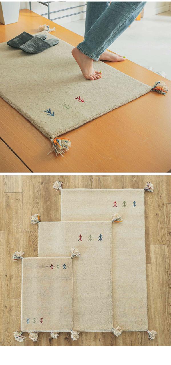 ギャベ ギャッベ 玄関マット 70×120cm インド製 手織りギャッベ ウール100% 防炎ラベル付き おしゃれ ラグ ラグマット カーペット(代引不可)【送料無料】_14