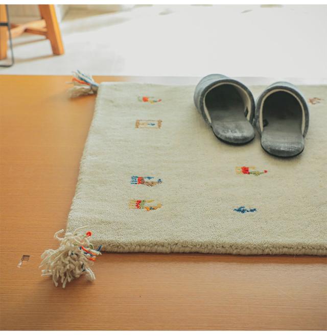 ギャベ ギャッベ 玄関マット 70×120cm インド製 手織りギャッベ ウール100% 防炎ラベル付き おしゃれ ラグ ラグマット カーペット(代引不可)【送料無料】_12