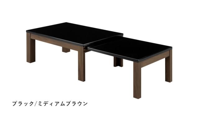 センターテーブル テーブル 幅90~150 奥行60 高さ38 白杢目ハイグロスシート UV塗装 コンパクト おしゃれ エコー 90伸張(代引不可_3
