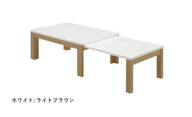 センターテーブル テーブル 幅90~150 奥行60 高さ38 白杢目ハイグロスシート UV塗装 コンパクト おしゃれ エコー 90伸張(代引不可_4