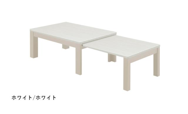 センターテーブル テーブル 幅90~150 奥行60 高さ38 白杢目ハイグロスシート UV塗装 コンパクト おしゃれ エコー 90伸張(代引不可_5