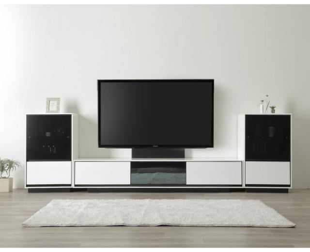 ローボード テレビ台 幅180 奥行42 高さ35 完成品 UV塗装 4mmハーフミラーガラス リベロ 180 ホワイト ブラック 収納 おしゃれ(代引不可)_2