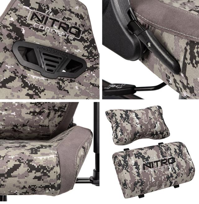 ゲーミングチェア Nitro Concepts S300 PRO DIGITAL CAMO デジタルカモフラージュ アーキサイト NC-S300PRO-UC アームレスト ネックピロー ランバーサポート付属 耐荷重150kg スチール素材(代引不可)【送料無料】_18