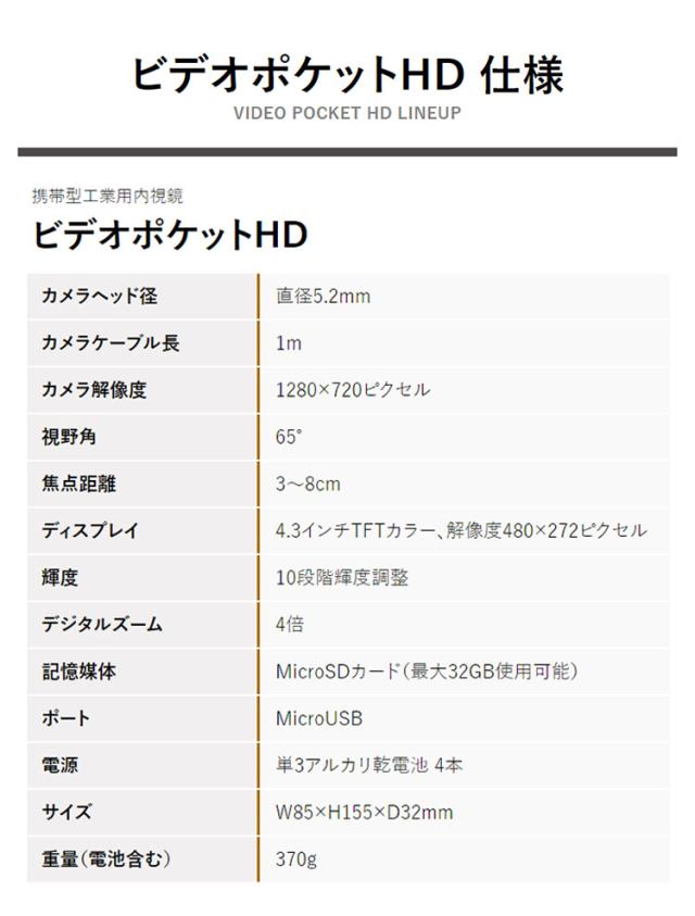ウマレックス レーザーライナー 工業用内視鏡 携帯型工業用内視鏡 ビデオポケットHD UM-082262A(代引不可)【送料無料】_8
