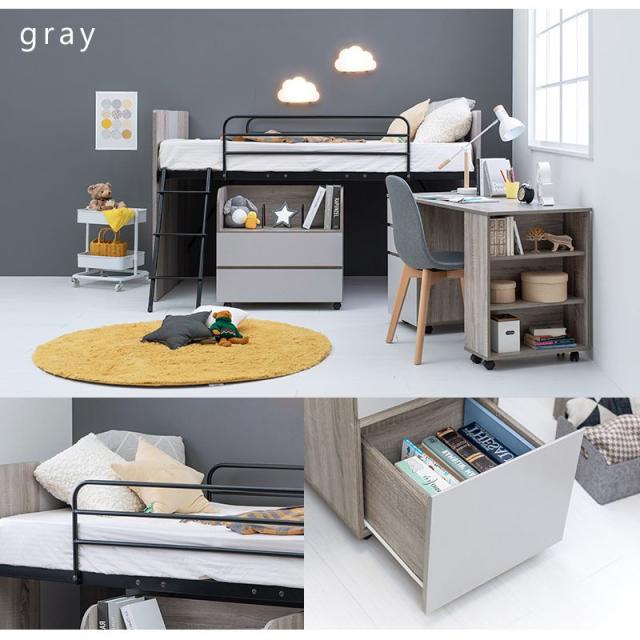 システムベッド ロフトベッド&amp;デスク&amp;ラック 3点セット 子供部屋 収納 ロータイプ シングルベッド 学習机 ランドセルラック(代引不可)【_2