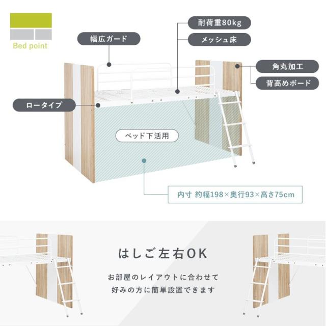 システムベッド ロフトベッド&amp;デスク&amp;ラック 3点セット 子供部屋 収納 ロータイプ シングルベッド 学習机 ランドセルラック(代引不可)【_8
