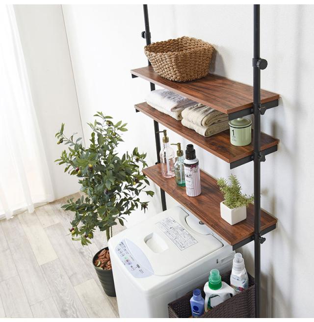 つっぱり 洗濯機ラック 幅90 突っ張り棚 ランドリーラック 収納