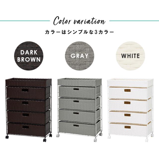 ランドリーラック 4段 幅60.5cm ラタン調 完成品 収納 かご カゴ 籠 棚 すき間収納 スリム ランドリーバスケット キャスター ランドリーチェスト 洗面所 サニタリー 脱衣所(代引不可)【送料無料】_1