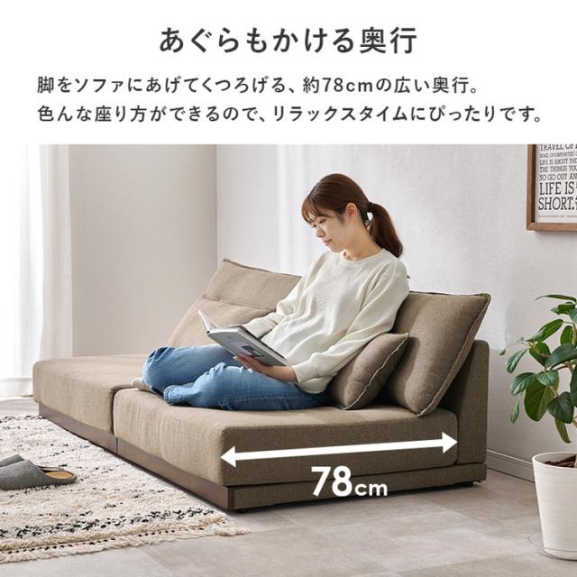 フロアソファ 幅180cm ゆったりロータイプ 分割式 ごろ寝ソファ ローソファ 天然木 洗えるカバー クッション4個付き ソファー ソファ 北欧 シンプル おしゃれ(代引不可)【送料無料】_6