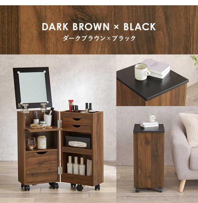 大容量コスメワゴン ドレッサー 可動式ミラー コスメワゴン コスメ ヘアメイク アクセサリー 収納 組立式 キャスター付 角度無段階調整 サイドテーブル 2way リビング収納(代引不可)【送料無料】_2