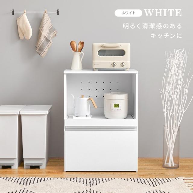 キッチンカウンター 幅60 収納庫タイプ 2口コンセント 深型ドロワー スリム×大容量 スライド棚 引き出し キッチン収納 キャビネット 食器棚 レンジ台 レンジボード キッチンボード おしゃれ(代引不可)【送料無料】_2