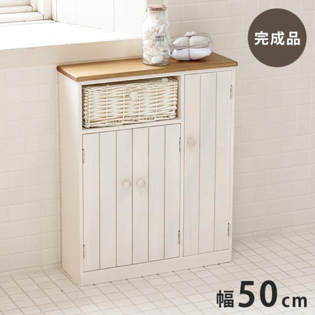トイレラック ワイド 幅50cm 高さ62cm 完成品 桐材 柳材バスケット付き トイレ収納 ラック 棚 トイレットペーパー ブラシ 収納 おしゃれ(代引不可)【送料無料】