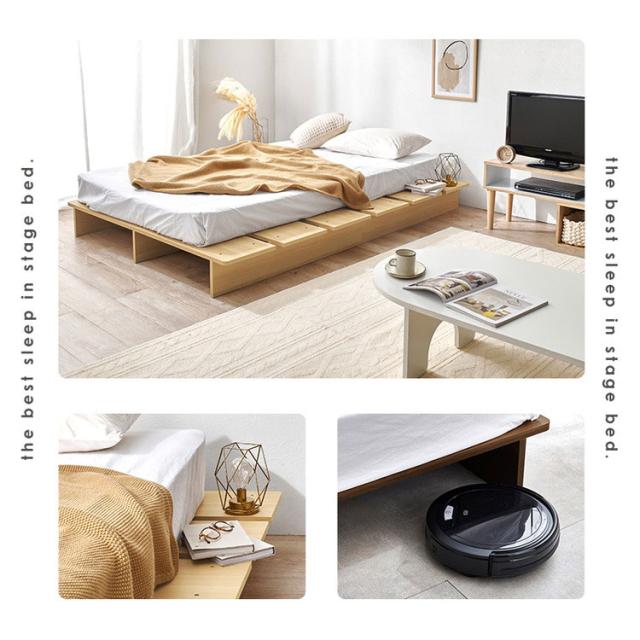 お掃除ロボット対応 ステージベッド セミダブル ボンネルコイルマットレス付き 頑丈 耐荷重350kg 余白がおしゃれ ローベッド ベッド ロータイプ 木製 ロボット掃除機対応 おしゃれ(代引不可)【送料無料】