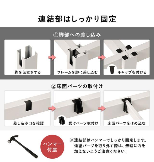 ネジ不要・簡単組立 スチールベッド セミダブル SD ボンネルコイルマットレスセット ベッド ベッドフレーム マットレス セット パイプベッド シンプル 工具不要 組立簡単 おしゃれ(代引不可)【送料無料】_6