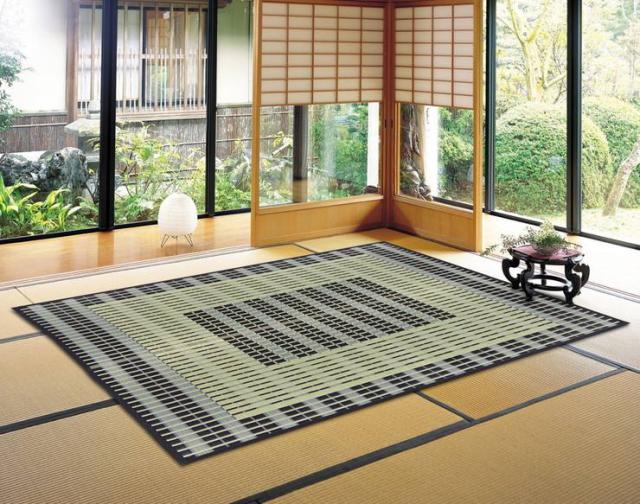 国産い草センターラグ(裏貼り) 築彩(ちくさい) 約191×250cm BL(代引不可)【送料無料】