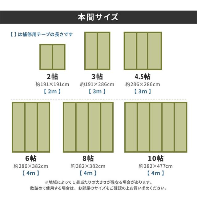 フリーカット裏付き い草カーペット 286×286cm みすず 本間4.5畳 補修テープ付き 防カビ はっ水 フリーカット カットOK 双目織 畳カバー マット 敷き詰め カーペット(代引不可)【送料無料】_9