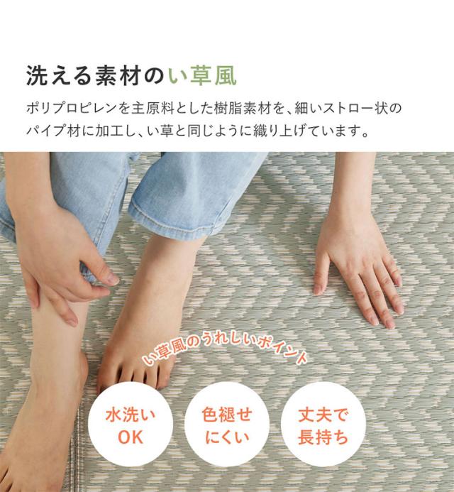 裏付き 洗えるい草風カーペット 261×352cm パスラッシュ 江戸間6畳 大人かわいい パステルカラー い草風 ラグ カーペット 水拭きOK 可愛い かわいい おしゃれ 折りたためる(代引不可)【送料無料】_3