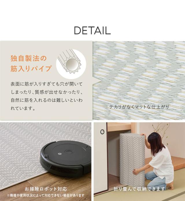 裏付き 洗えるい草風カーペット 261×352cm パスラッシュ 江戸間6畳 大人かわいい パステルカラー い草風 ラグ カーペット 水拭きOK 可愛い かわいい おしゃれ 折りたためる(代引不可)【送料無料】_6