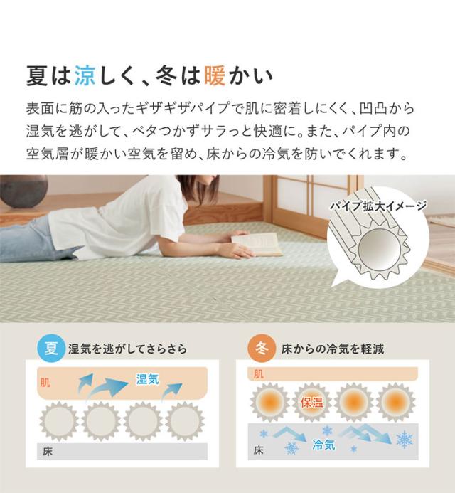 裏付き 洗えるい草風カーペット 348×352cm パスラッシュ 江戸間8畳 大人かわいい パステルカラー い草風 ラグ カーペット 水拭きOK 可愛い かわいい おしゃれ 折りたためる(代引不可)【送料無料】_5