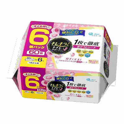 【単品10個セット】 キレキラ!トイレクリーナー1枚で徹底おそうじシートハッピーローズつめかえ用60枚 10枚×6P まとめ買い(代引不可)【送料無料】
