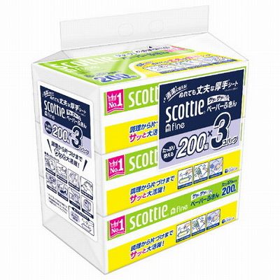 【単品12個セット】 スコッティファインペーパーふきんサッとサッと3コパック まとめ買い(代引不可)【送料無料】