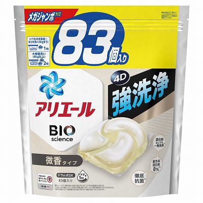 【単品4個セット】 アリエールジェルボール4D微香つめかえメガジャンボサイズ まとめ買い(代引不可)【送料無料】