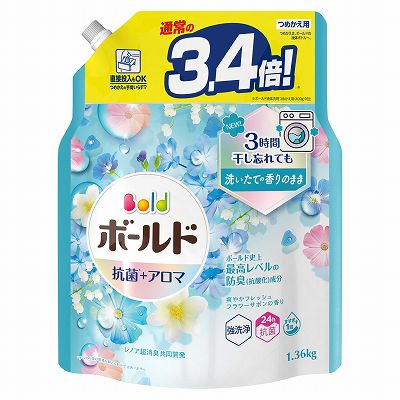 【単品6個セット】 ボールドジェル爽やかフレッシュフラワーサボンの香りつめかえ用超ジャンボサイズ まとめ買い(代引不可)【送料無料】の通販は