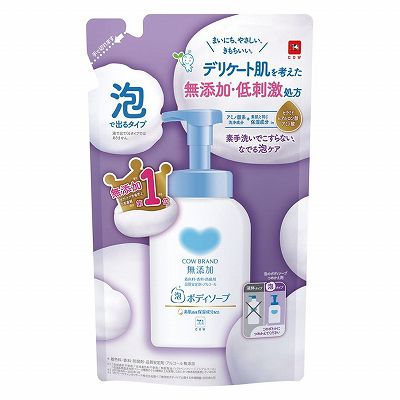 【単品18個セット】 カウブランド無添加泡のボディソープ詰替用 まとめ買い(代引不可)【送料無料】