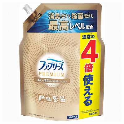 【単品6個セット】 ファブリーズW除菌+消臭プレミアム無香料つめかえ用4回分 まとめ買い(代引不可)【送料無料】の通販は