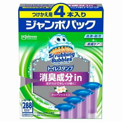 【単品12個セット】 スクラビングバブルトイレスタンプ消臭成分inクリアジャスミン替え4P まとめ買い(代引不可)【送料無料】