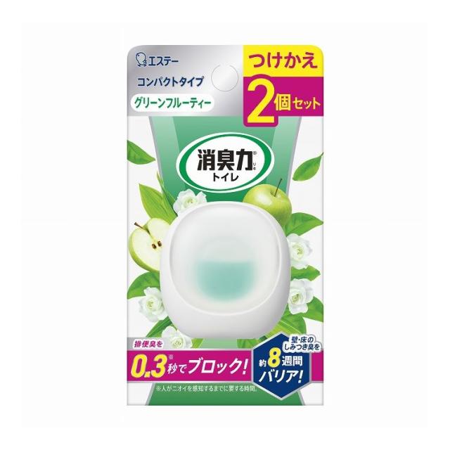 【単品14個セット】 エステー 消臭力 コンパクト トイレ用 つけかえ2個セット グリーンフルーティー(代引不可)【送料無料】