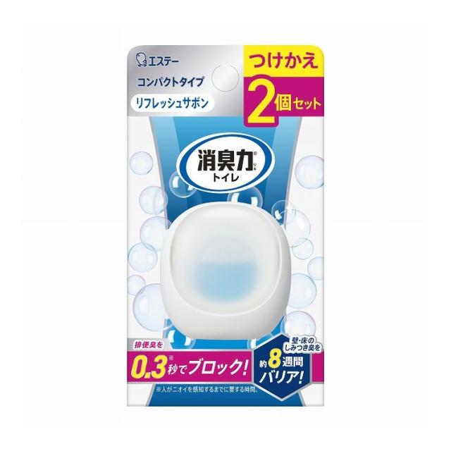【単品16個セット】 エステー 消臭力 コンパクト トイレ用 つけかえ2個セット リフレッシュサボン(代引不可)【送料無料】