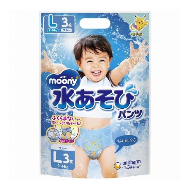 【単品16個セット】 ユニ・チャーム ムーニー水あそびパンツブルーL3枚(代引不可)【送料無料】