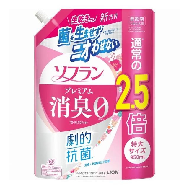【単品28個セット】 ライオン ソフラン プレミアム消臭 フローラルアロマの香り つめかえ用特大 950ml(代引不可)【送料無料】